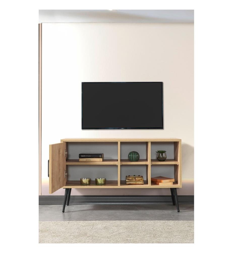TV-Ständer, 100 % melaminbeschichtete Spanplatte, Saphir-Eiche