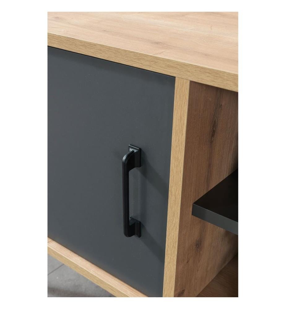 Meuble TV, panneaux de particules 100 % mélaminés, chêne saphir, anthracite
