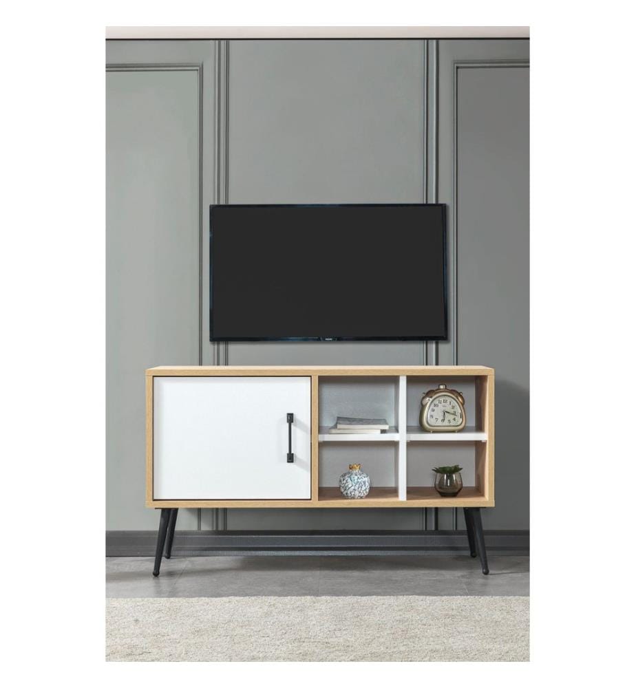 Meuble TV, panneaux de particules 100 % mélaminés, chêne saphir, anthracite