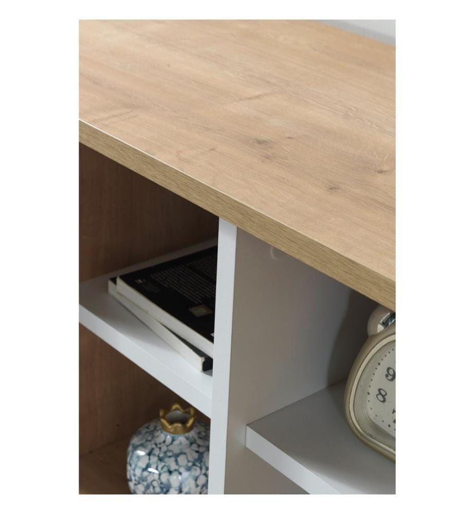 Meuble TV, panneaux de particules 100 % mélaminés, chêne saphir, anthracite