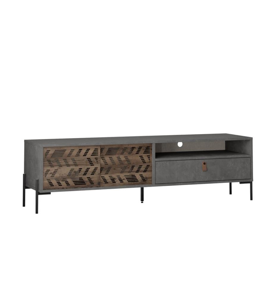 Meuble TV, panneau de particules 100 % mélaminé, gris