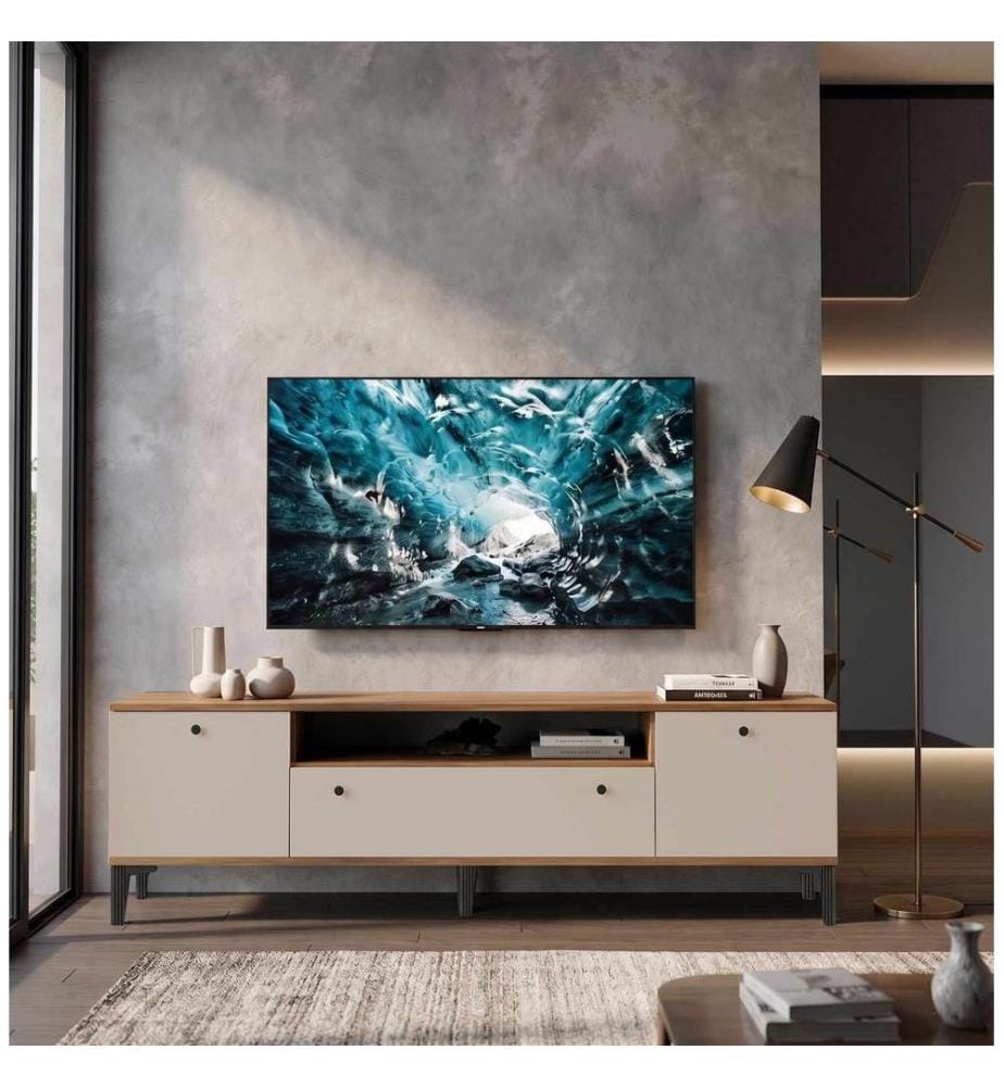 Meuble TV, panneau de particules 100 % mélaminé, noyer
