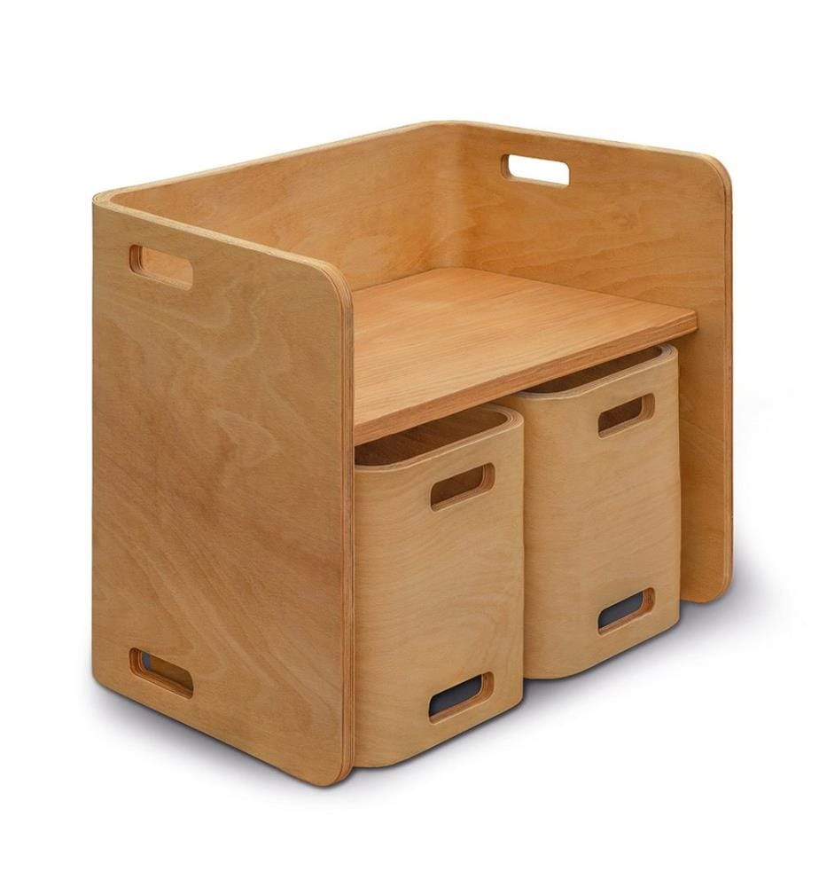 Ensemble table et chaises, 3 pièces, naturel, hêtre multiplis