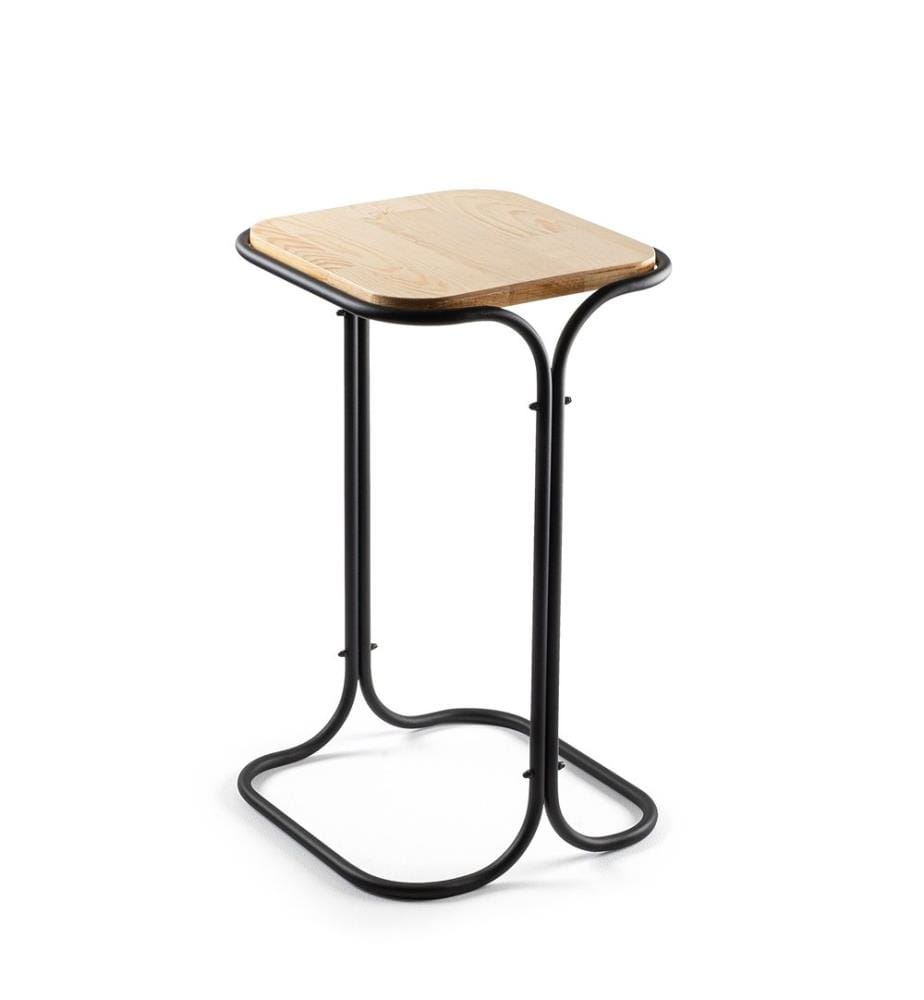 Couchtisch, Schwarz, Natur, Holz, Metallgestell