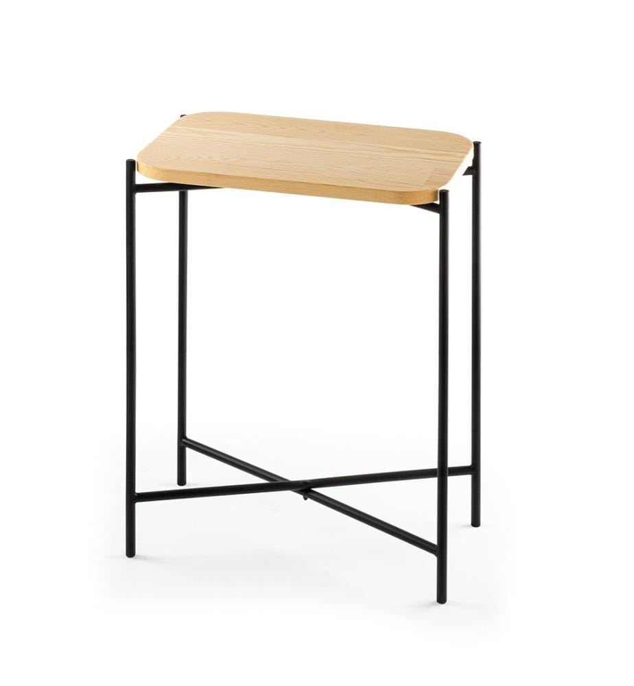 Tavolino, Nero, Naturale, Legno, Struttura in metallo