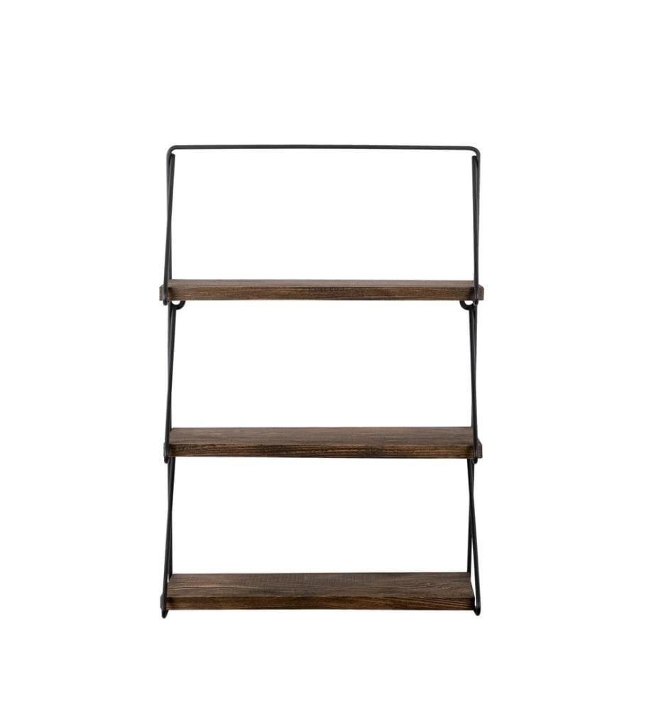 Wall Shelf, BlackWalnut, Spruce Wood, Metal Frame