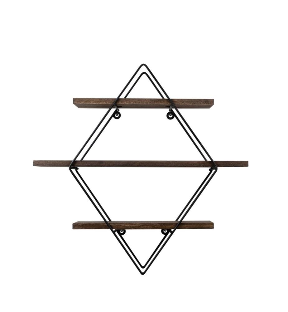 Wall Shelf, BlackWalnut, Spruce Wood, Metal Frame