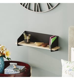 Wall Shelf, Black, 100% WOODEN, Frame: 100% METAL
