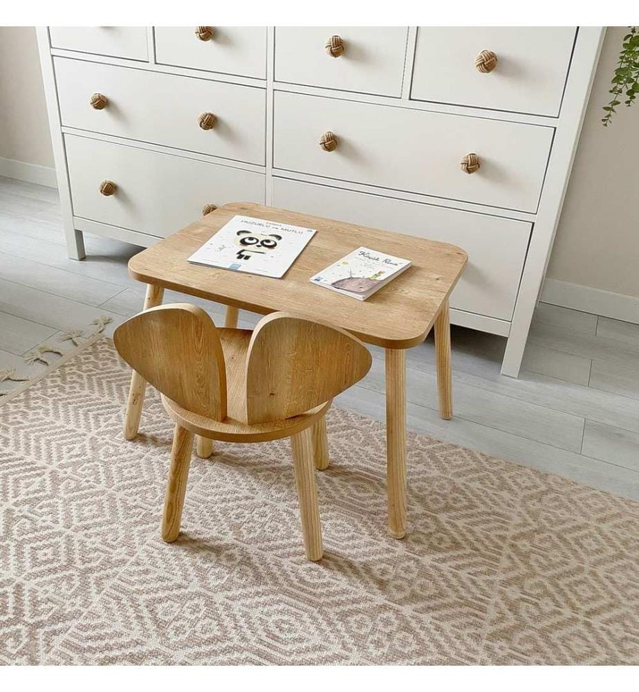 Kindertisch-Set, braun, 100 % MDF, Beine aus Buchenholz