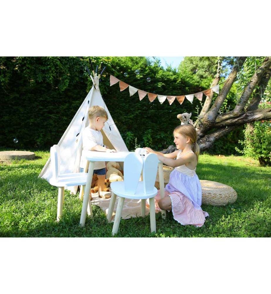 Ensemble de table pour enfants, blanc, 100 % MDF, pieds en bois de hêtre