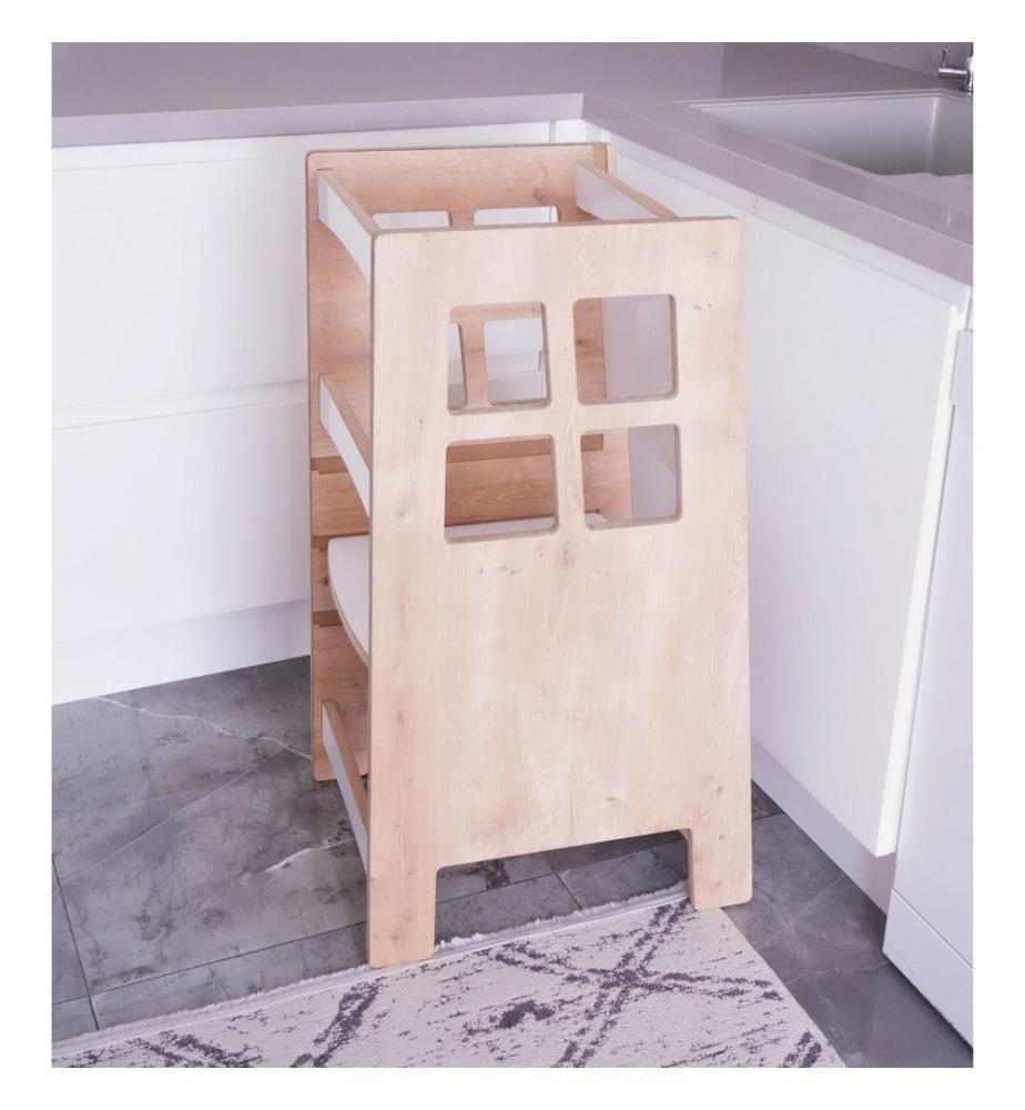 Tour éducative, marron, blanc, 100 % MDF