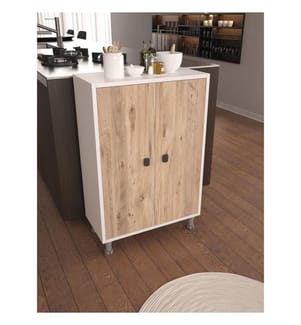 Meuble multifonction, pin Atlantique, blanc, 100 % PANNEAUX DE PARTICULES ENDUITS DE MÉLAMINE, pieds en plastique