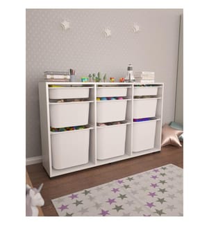 Armoire multifonction, blanche, 100 % PANNEAUX DE PARTICULES REVÊTUS DE MÉLAMINE, pieds en plastique