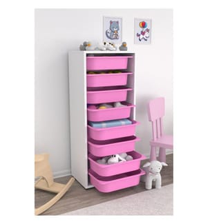 Armoire multifonction, blanche, rose, PANNEAU DE PARTICULES 100 % MÉLAMINÉ, pieds en plastique