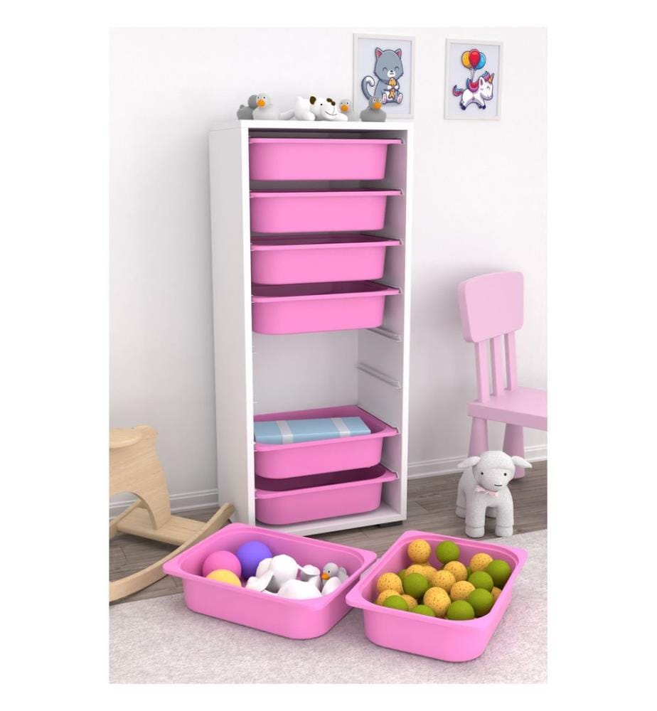 Mobile multiuso, bianco, rosa, 100% PANTRICIO RIVESTITO IN MELAMMINA, gambe in plastica