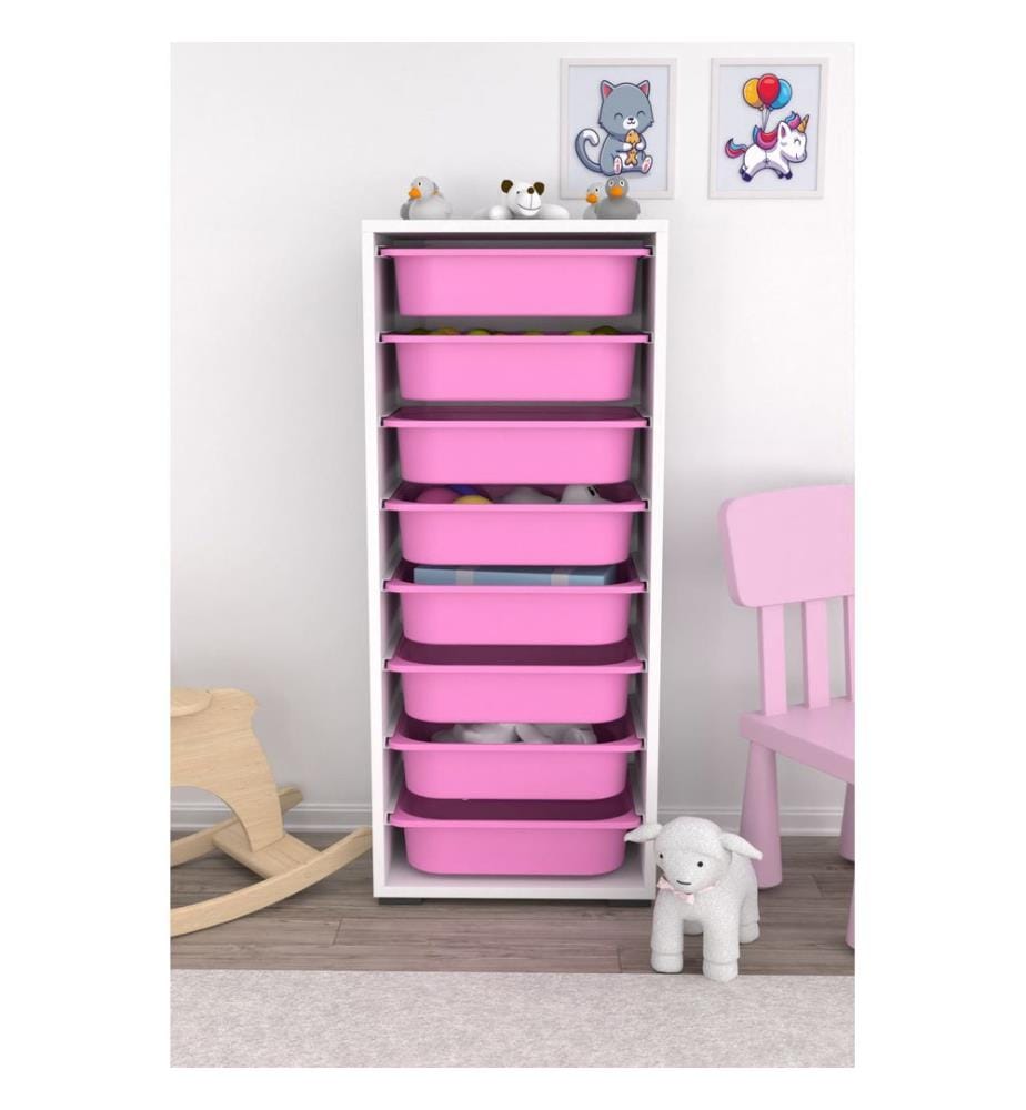 Mobile multiuso, bianco, rosa, 100% PANTRICIO RIVESTITO IN MELAMMINA, gambe in plastica