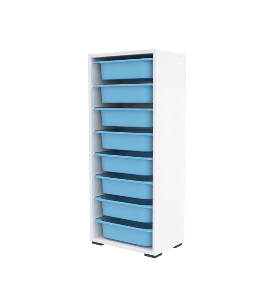 Mobile multiuso, bianco, blu, 100% PANTRICIO RIVESTITO IN MELAMMINA, gambe in plastica