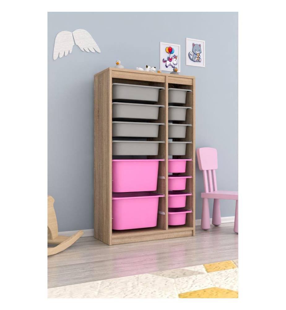 Mehrzweckschrank, Sonomo Grau, Rosa, 100 % MELAMINBESCHICHTETE SPANPLATTE