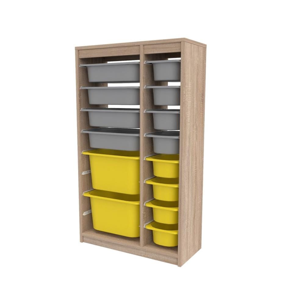 Multi Purpose Cabinet, Sonomo Grey, Yellow, 100% MELAMINE COATED PARTICLE BOARD