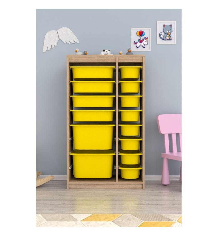 Armoire multifonction, Sonomo, jaune, panneau de particules 100 % revêtu de mélamine