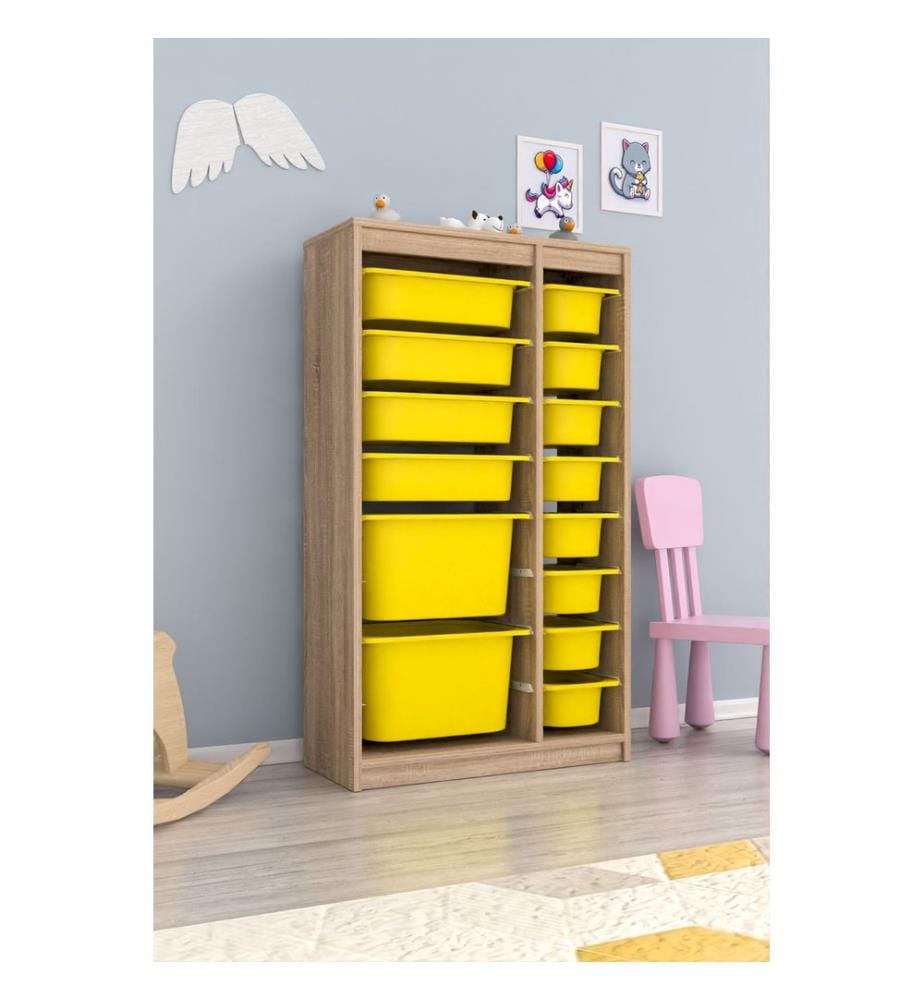 Armoire multifonction, Sonomo, jaune, panneau de particules 100 % revêtu de mélamine