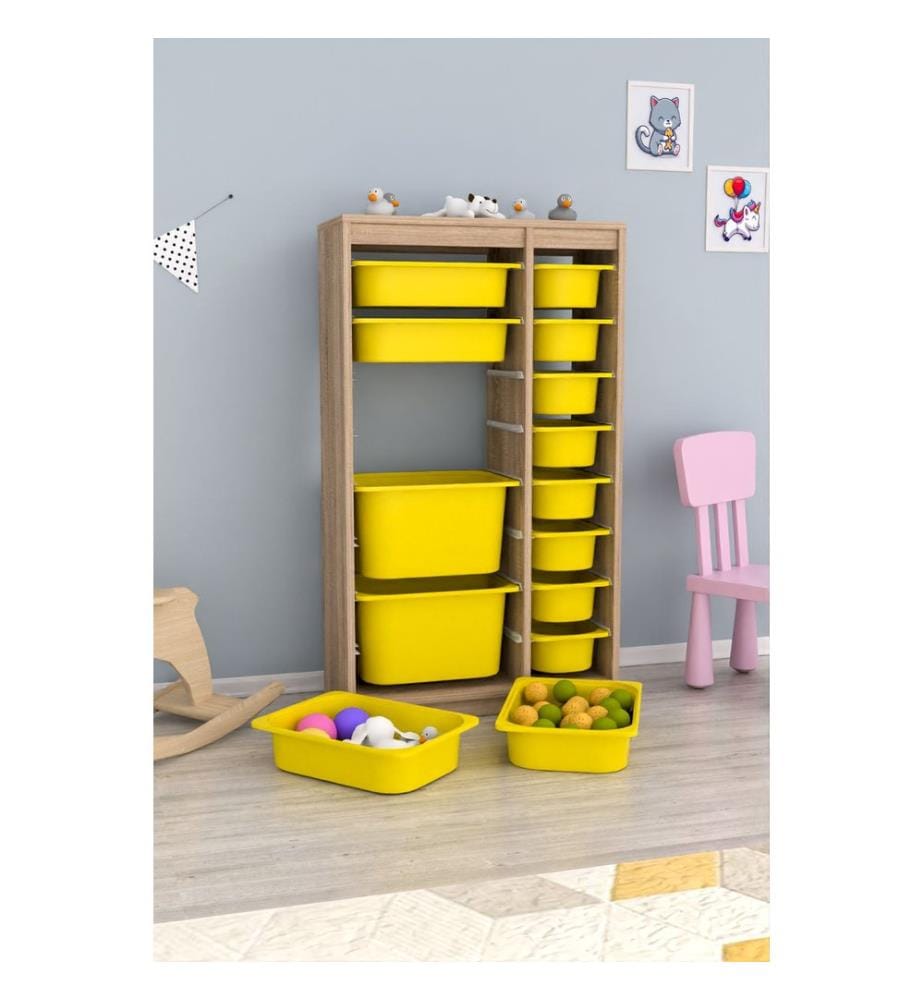 Armoire multifonction, Sonomo, jaune, panneau de particules 100 % revêtu de mélamine