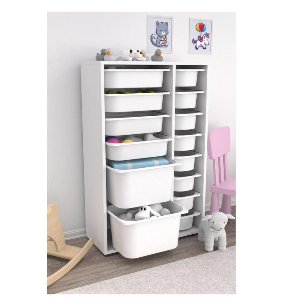 Mehrzweckschrank, weiss, 100 % MELAMINBESCHICHTETE SPANPLATTE, Kunststoffbeine