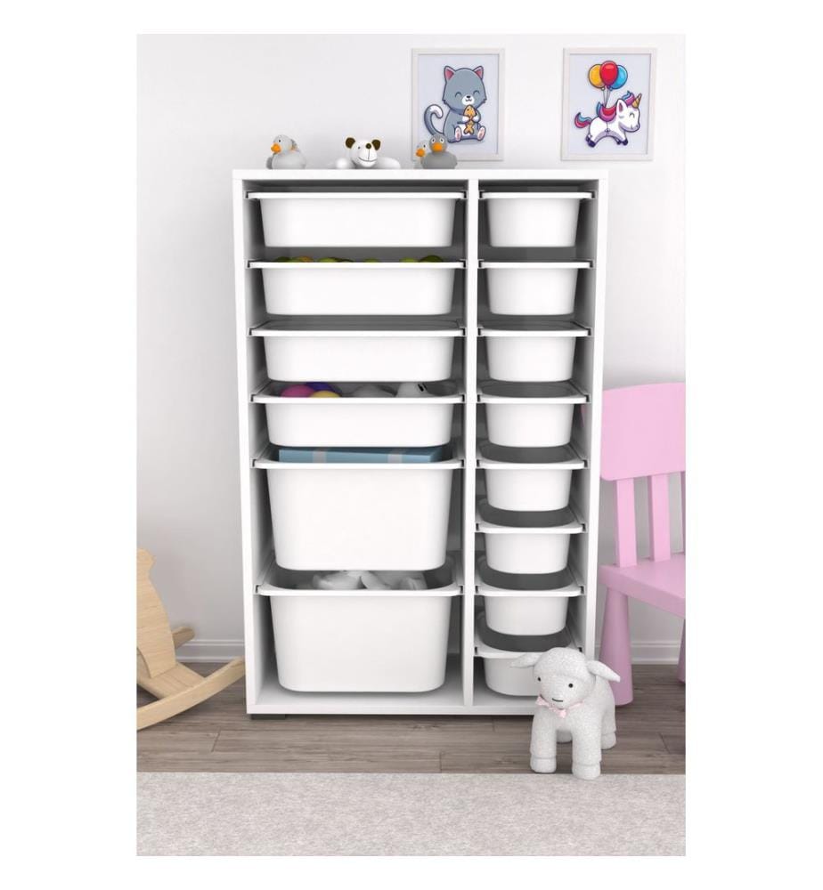 Mehrzweckschrank, weiss, 100 % MELAMINBESCHICHTETE SPANPLATTE, Kunststoffbeine