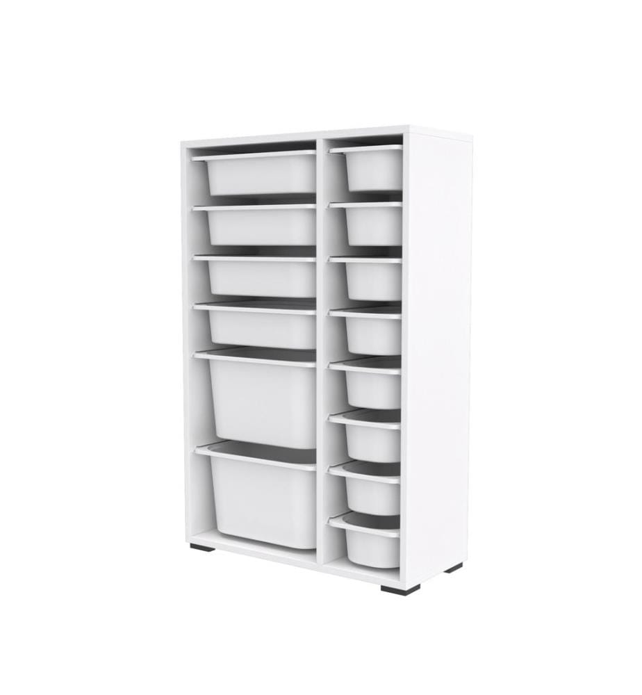 Mehrzweckschrank, weiss, 100 % MELAMINBESCHICHTETE SPANPLATTE, Kunststoffbeine