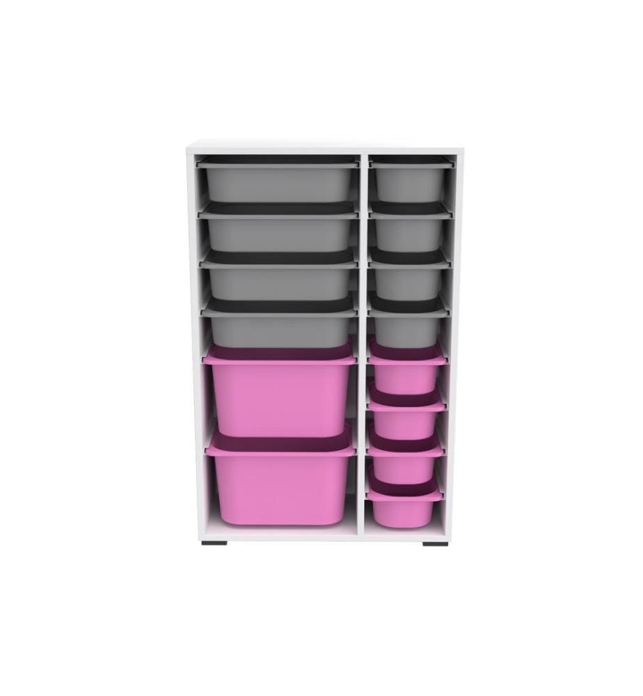 Armoire multifonction, blanc, gris, rose, PANNEAUX DE PARTICULES 100 % MÉLAMINÉS, pieds en plastique