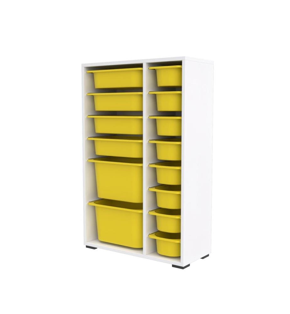 Mehrzweckschrank, weiss, gelb, 100 % MELAMINBESCHICHTETE SPANPLATTE, Kunststoffbeine