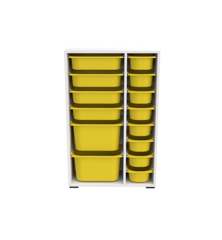 Mehrzweckschrank, weiss, gelb, 100 % MELAMINBESCHICHTETE SPANPLATTE, Kunststoffbeine