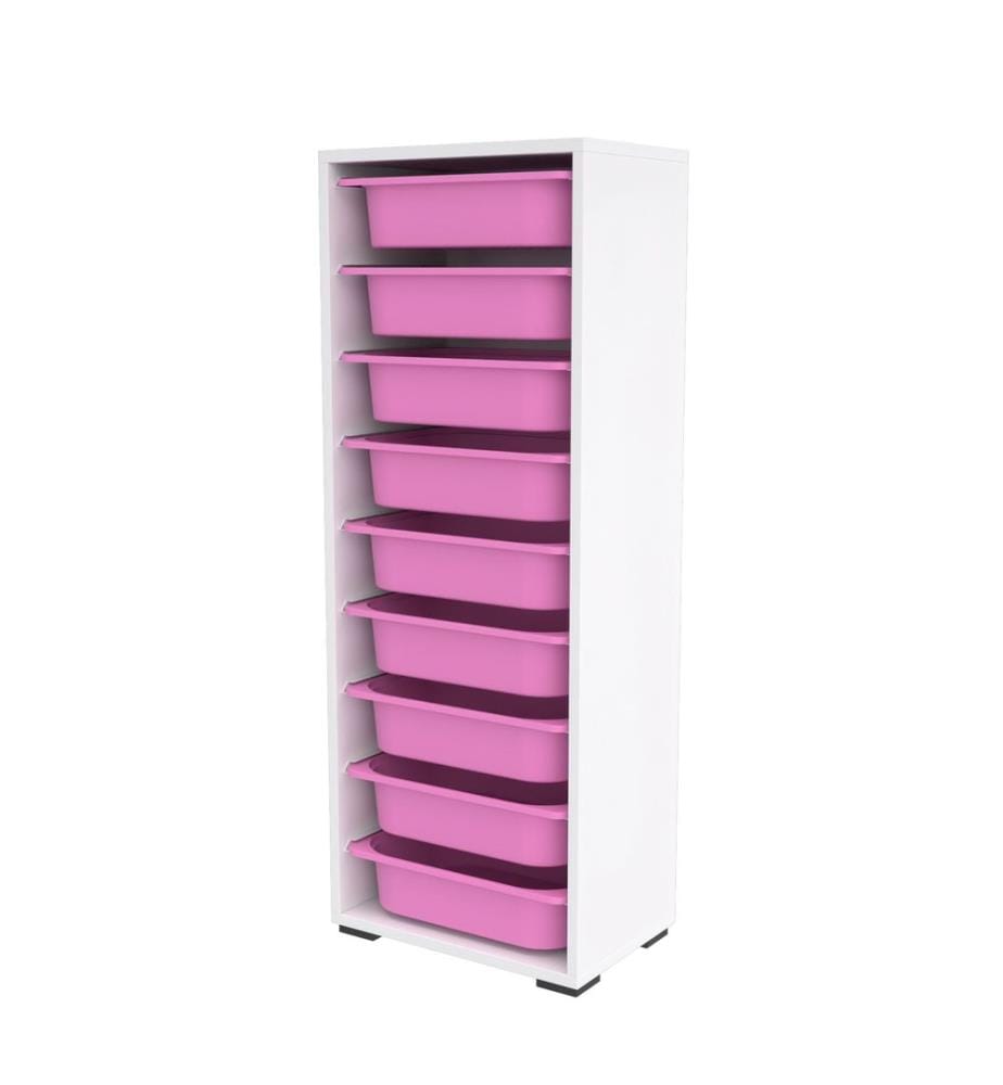 Armoire multifonction, blanche, rose, PANNEAU DE PARTICULES 100 % MÉLAMINÉ, pieds en plastique