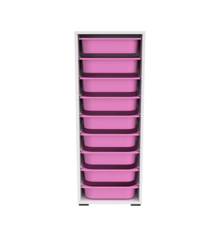 Armoire multifonction, blanche, rose, PANNEAU DE PARTICULES 100 % MÉLAMINÉ, pieds en plastique