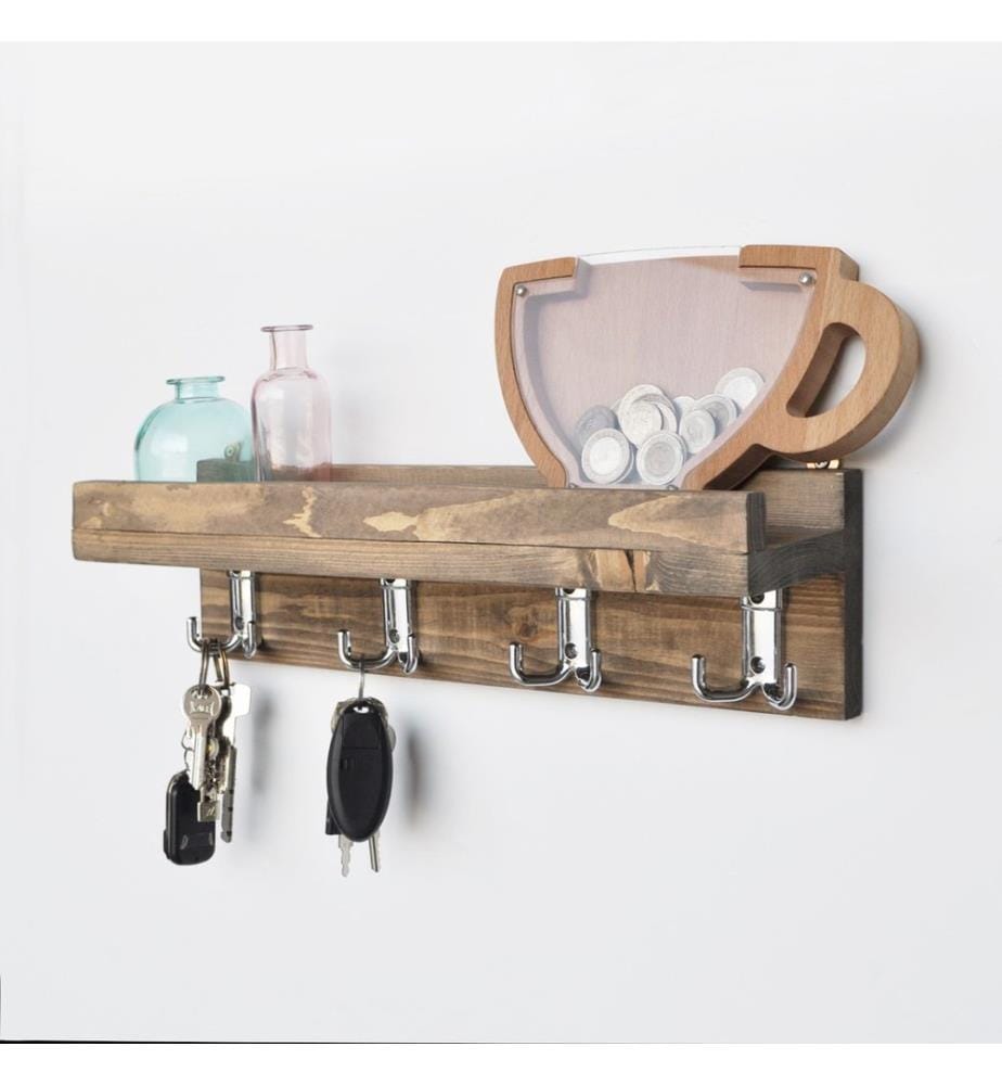 Nussbaumfarbe, Wandregale, 11X40X11 cm, Fichteholz