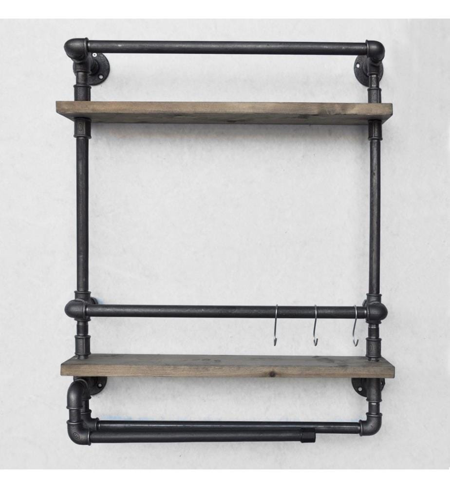 Nussbaumfarbe,Schwarz, Wandregale, 67X60X17 cm, Fichteholz