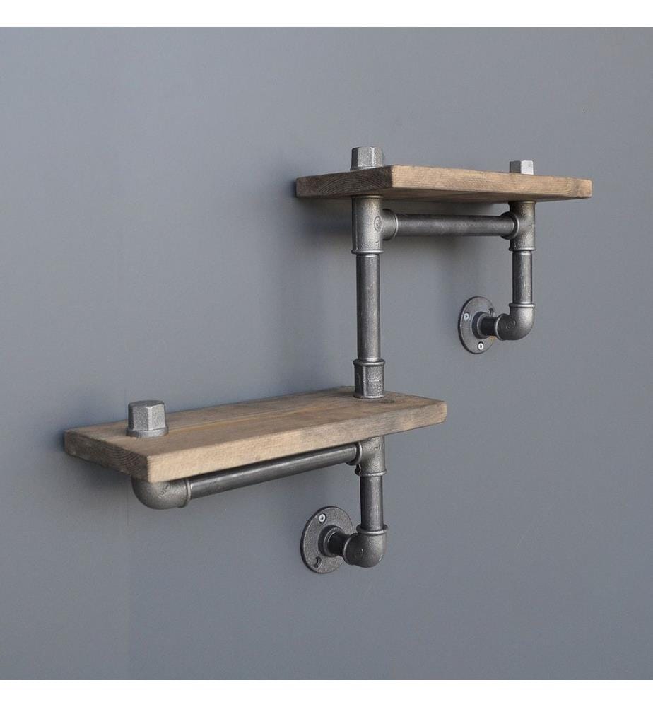 Nussbaumfarbe,Schwarz, Wandregale, 30X55X14 cm, Fichteholz