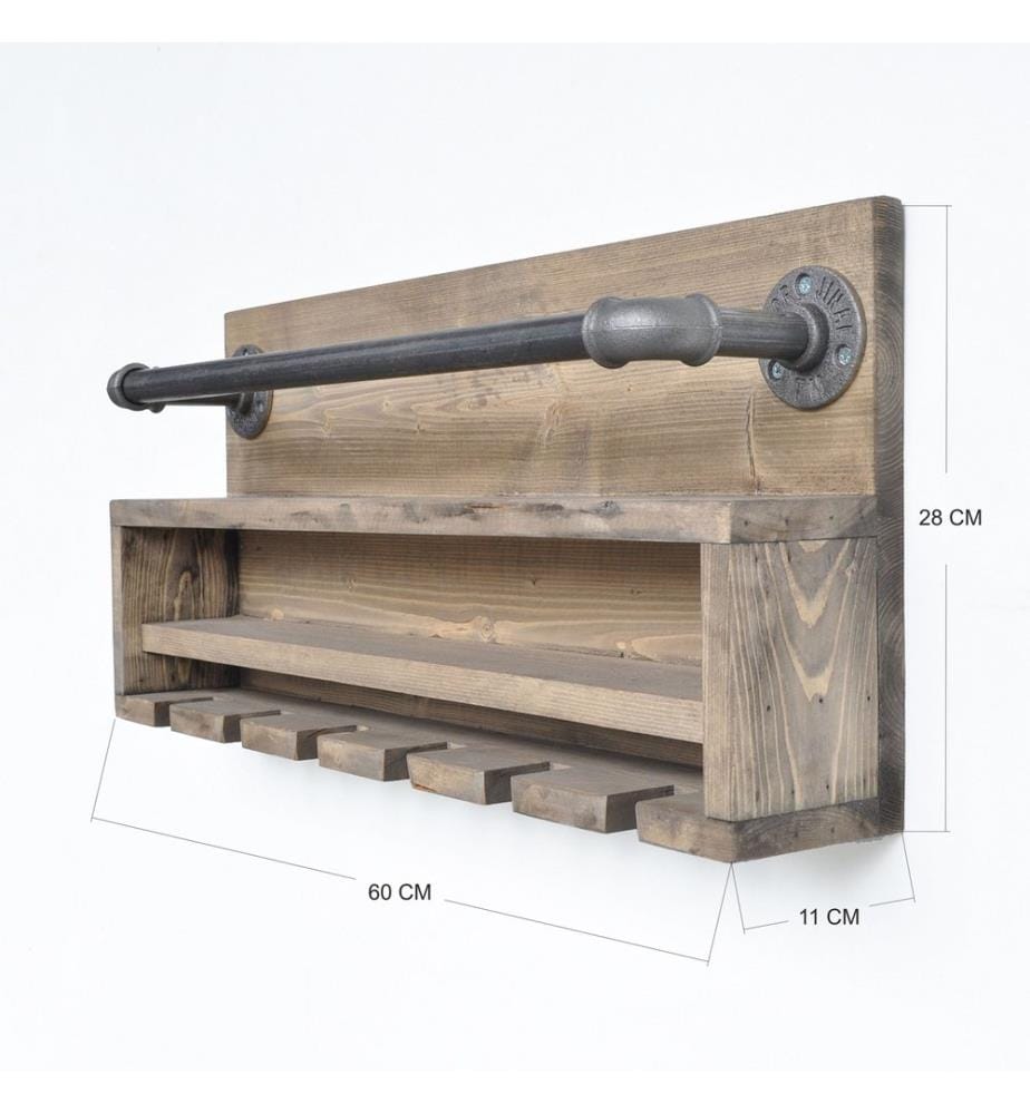 Nussbaumfarbe,Schwarz, Wandregale, 28X60X11 cm, Fichteholz