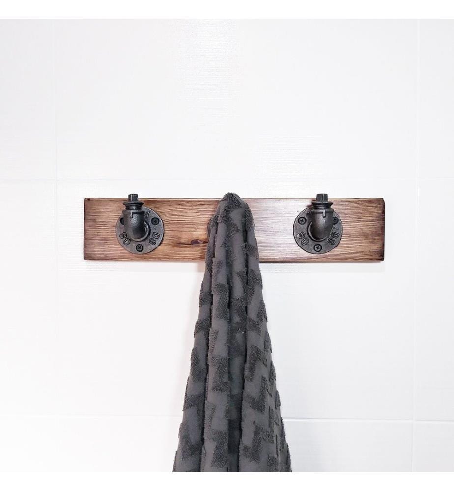 Couleur Noyer, Noir, Porte Serviettes Et Crochet, 11X50X9 cm, Fichtholz