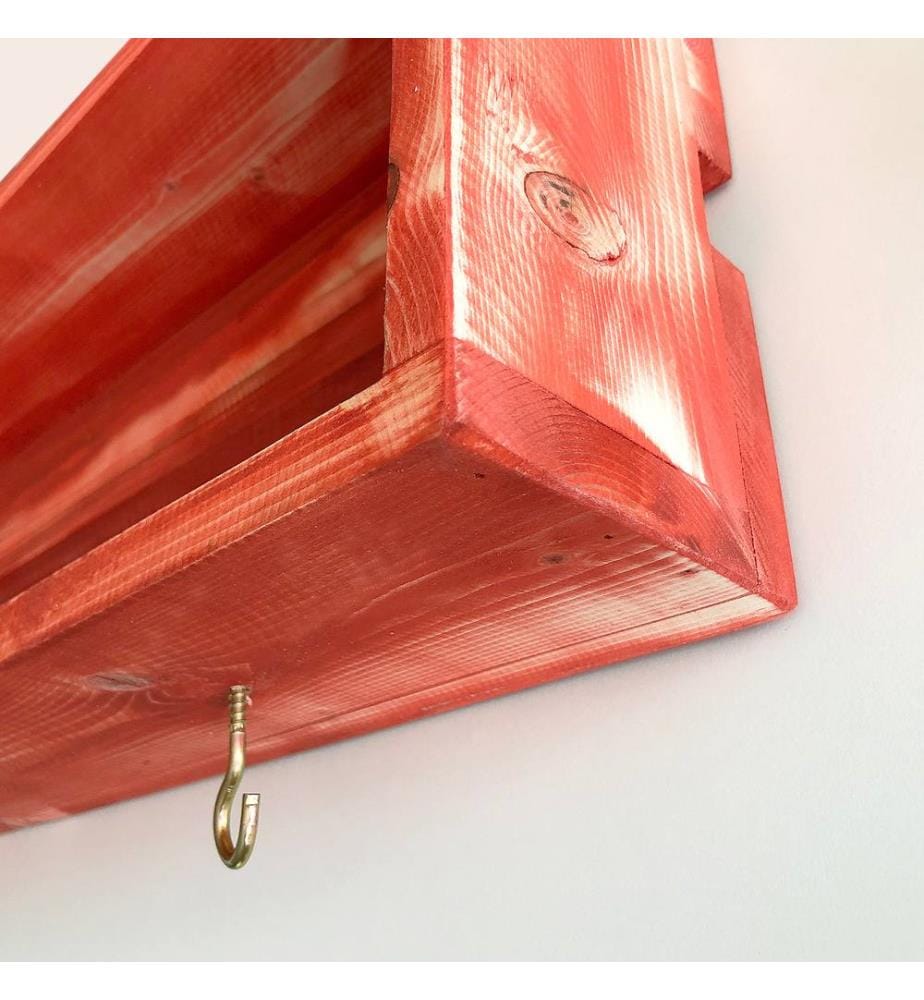 Rot, Wandregale, 21X70X10 cm, Fichteholz