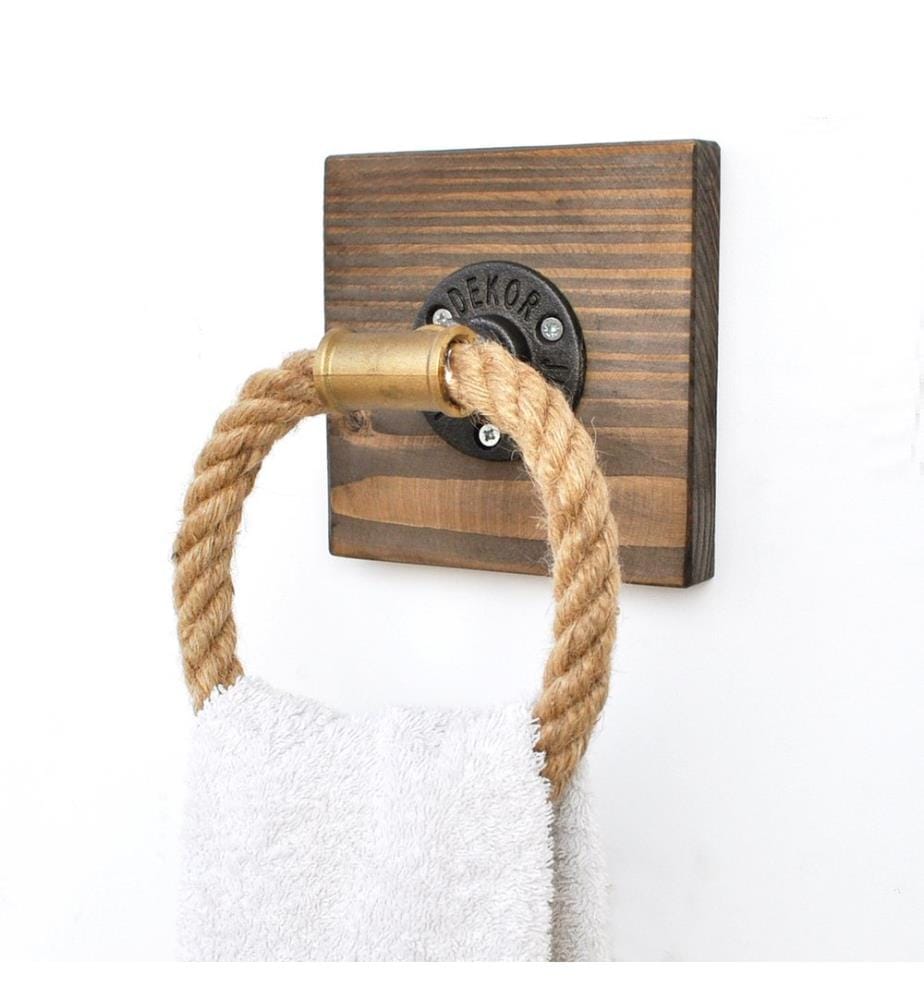 Pipe Hook, Walnut, Spruce Wood, Metal & Rope Pipe