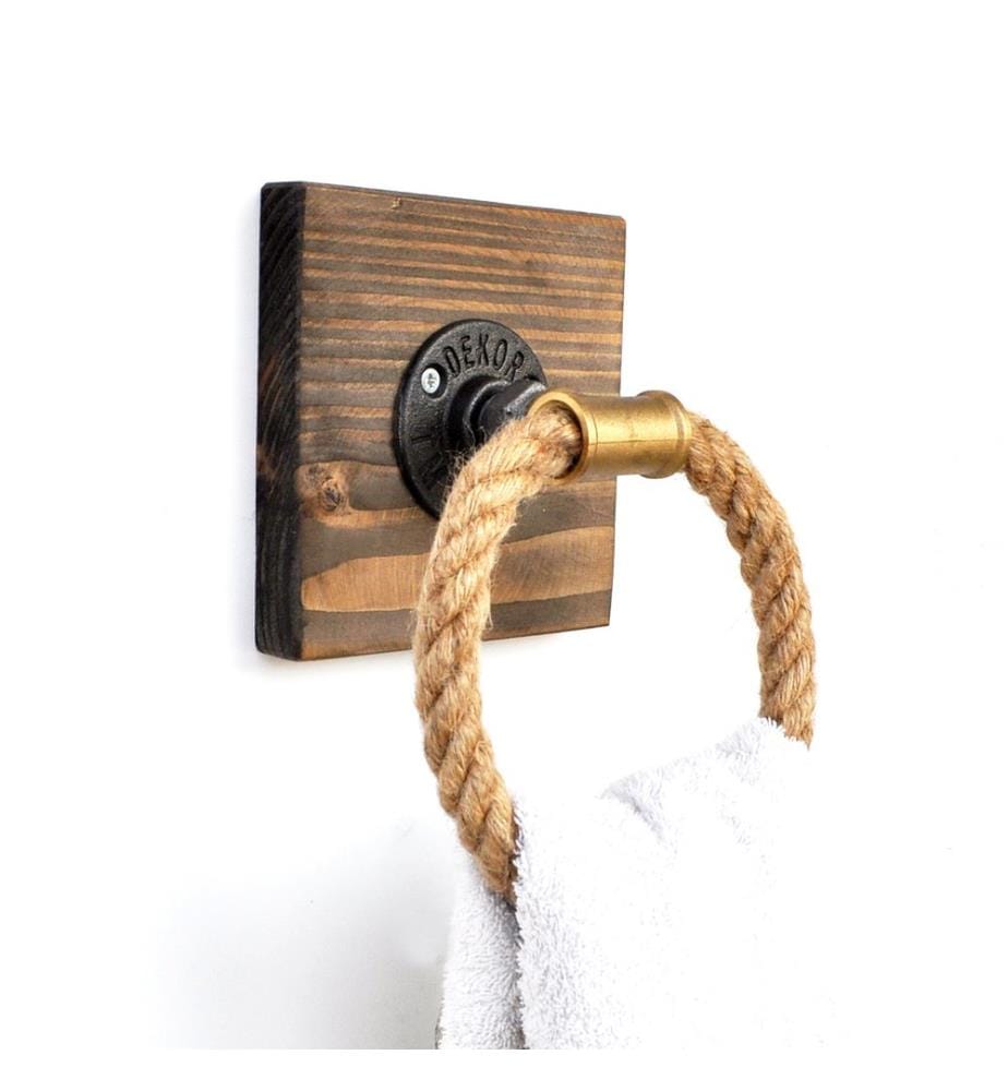 Pipe Hook, Walnut, Spruce Wood, Metal & Rope Pipe