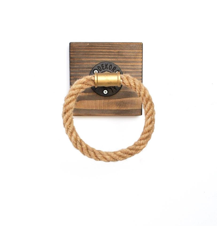 Pipe Hook, Walnut, Spruce Wood, Metal & Rope Pipe
