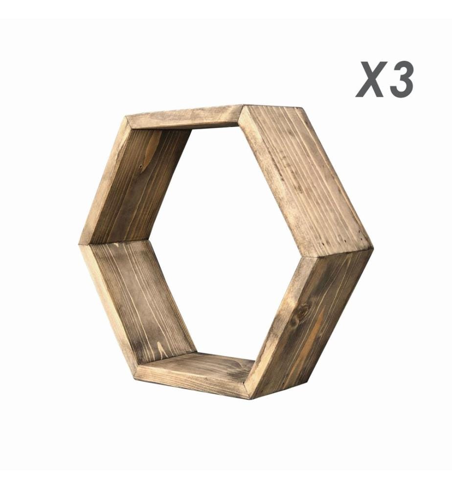 Nussbaumfarbe, Wandregale, 37X40X10 cm, Massives Holz