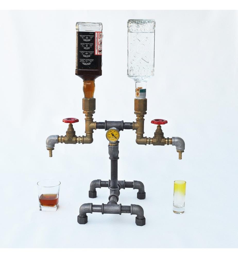 Beverage Dispenser, WalnutBlack, Metal, Handmade