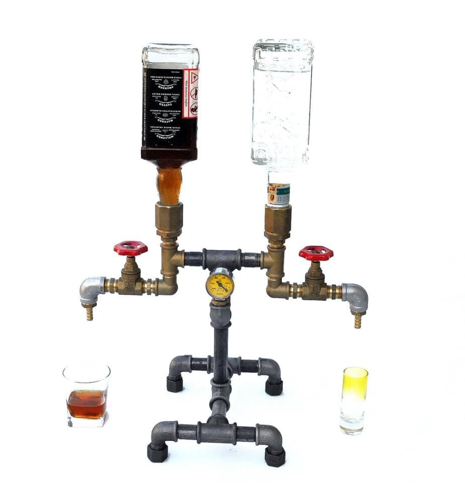 Beverage Dispenser, WalnutBlack, Metal, Handmade