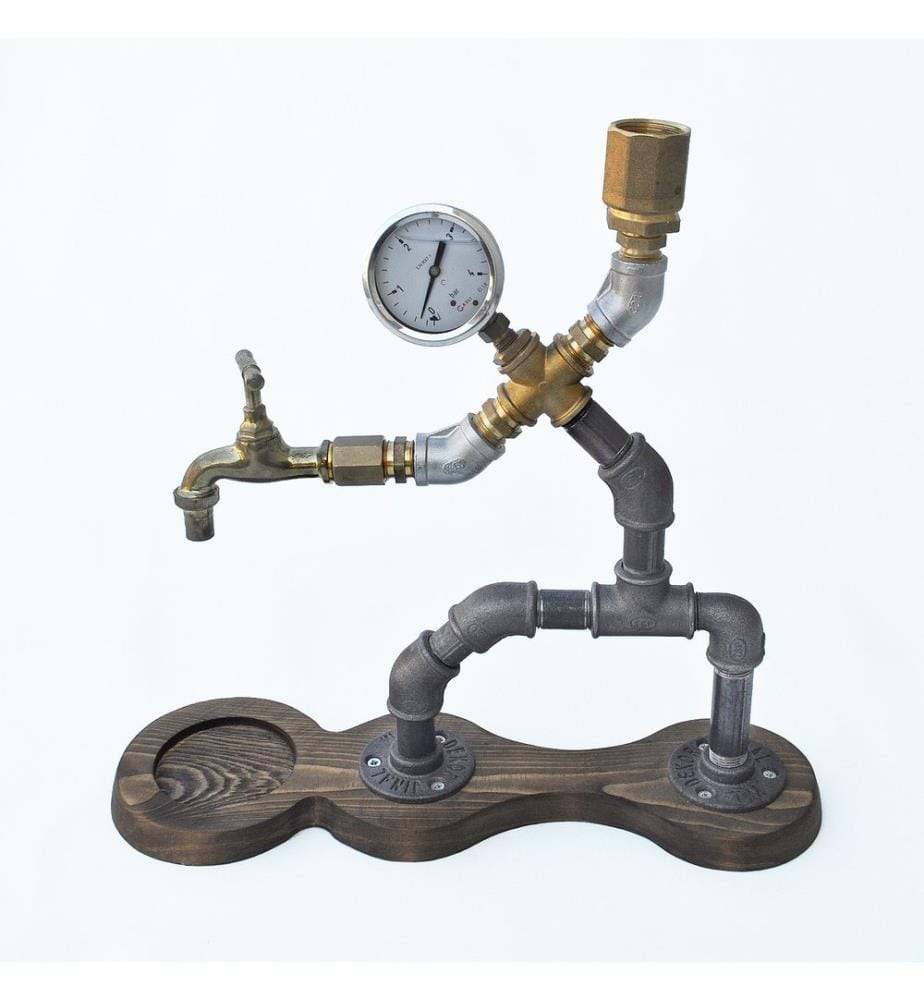 Beverage Dispenser, WalnutBlackGold, Metal, Handmade