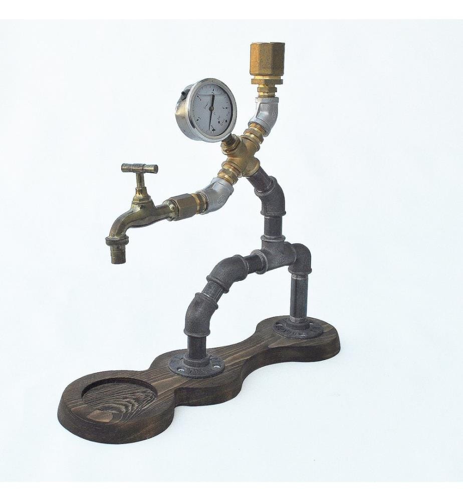 Beverage Dispenser, WalnutBlackGold, Metal, Handmade