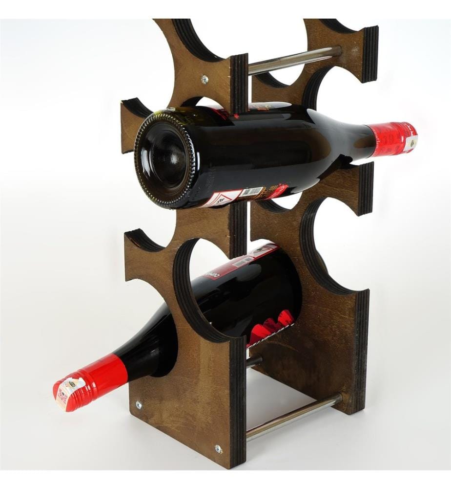Dekoratives Weinregal aus Holz, Nussbaum, Sperrholz (Stärke: 8 Mm)
