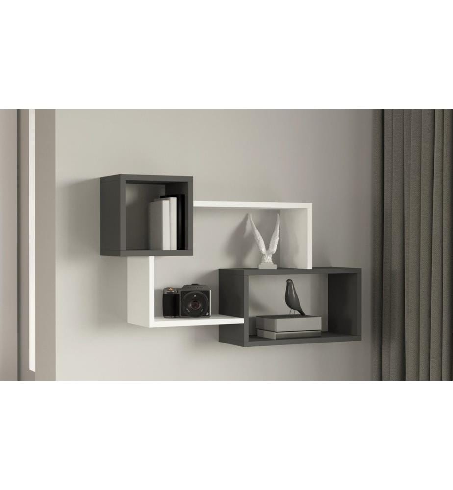 Bianco, Antracite, Mensole A Parete, 51X90.6X22 cm, Piastra Di Particelle Rivestita Di Melamina